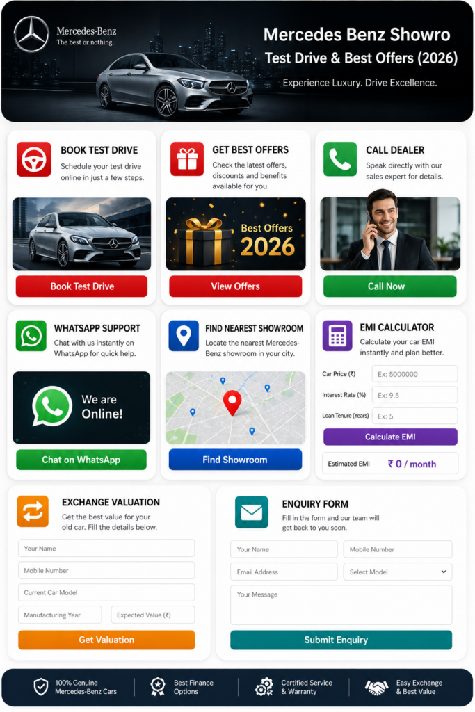 Mercedes Benz Showro: Test Drive & Best Offers